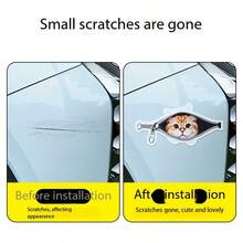 Car Stickers, Cartoon/Anime, Cute, Zipper, Cat, Playful, Luggage, Computer, Electric Motorcycle, Car Body Scratch Stickers, Decoration - Time Cat Stickers - View 9