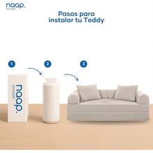 Sofá Cama de Chenilla Teddy |   Diseño Convertible |   Hecho 100% de Espuma |   Comodidad y Versatilidad |   200x100x65 cm (Marfil) - Marfil - Ver 7