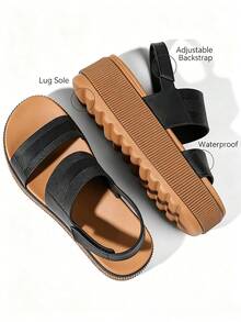 Platform Sandals For Women, Classy Summer Beach Water Sandals, Open Toe Comfortable & Lightweight, Casual Vacation Essentials Party Going Out Shoes - 黑棕色 - 查看 3