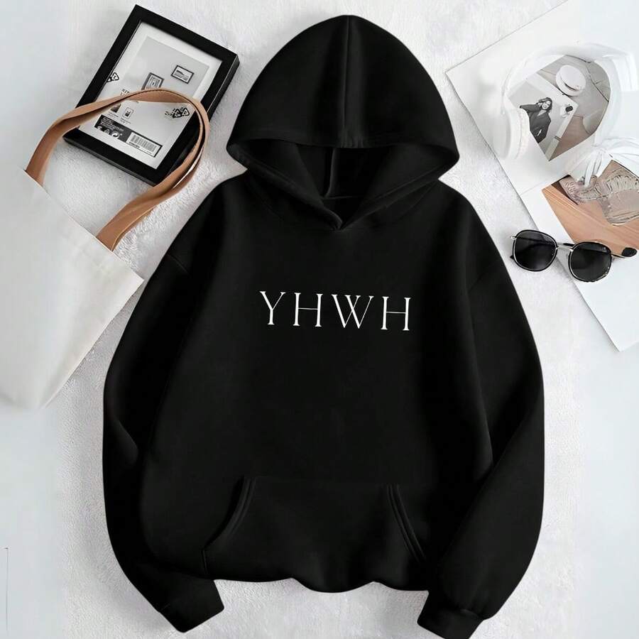 Blusa de Moletom Cristã YHWH Religiosa Jesus Algodao Flanelado Envio Imediato - Preto - Visão 1