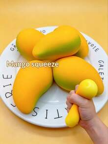 1 pieza Mango crujiente hecho a mano, pelota antiestrés de rebote lento que cambia de color, juguete de fruta realista para apretar, regalo de relajación - Multicolor - Ver 3