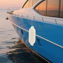 68*21cm White Inflatable Ribbed Boat Fenders, Durable Marine Anti-Collision Docking Bumpers, Portable Inflatable Hull Protection Cushion For Yacht, Fishing Boat, Rib Boat Mooring And Marina Docking Use - 白色 - 查看 2
