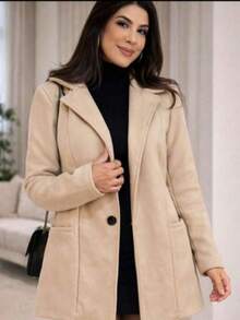 Women's Medium-Warm Wool Blazer/Overcoat For Winter - Elegant - 淺米色 - 查看 1