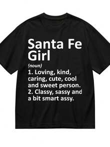 SANTA FE GIRL NM NEW MEXICO Funny City Home Roots T-Shirt For Women Men Cotton Short Sleeve Crew Neck Graphic Top Tee - 黑色 - 查看 1