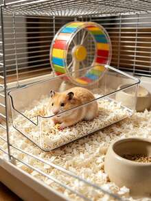 2/1pc Anti-Splash Transparent Hamster Sand Bath Basin, Dual-Use Sand Bath & Toilet Tray, Suitable For Hamster Pups, Pet Supplies And Small Pet Cleaning Products - View 3