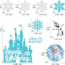 Hasbro 冰雪公主主題生日蛋糕裝飾套組，包含城堡、雪花與生日快樂裝飾，適合冬季主題派對甜點桌、冬季仙境 - 卡通蛋糕排插 - 查看 12