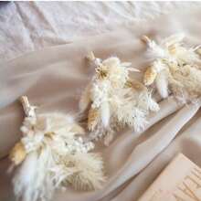 1/2/4/6/12pcs Artificial Mini Flower Bouquets, Suitable For Home Tabletop Centerpiece Decoration, Party Cake Decoration, Groom & Groomsmen Artificial Boutonniere, Bohemian Style Men's Vintage Wedding Party Ball Decoration, Gift For Bridal Shower - White - View 3