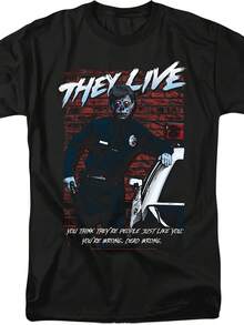 T-shirt unissexo para homem e mulher 250Th Anniversary 2026 New Vintage THEY LIVE Dead Wrong, 100% algodão, macia, casual streetwear essencial para todas as estações, All- - Preto - View 1