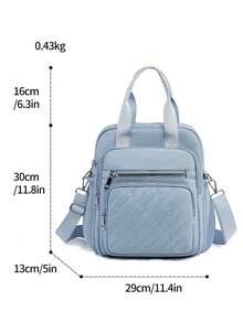 Women's Fashion Backpack With Embroidered Letter Decor, Hand-Carry, One Shoulder And Crossbody Options, Suitable For Travel, Shopping, Parties And School - Blue - View 8