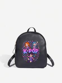 1pc Girls Cute Classic Backpack K-Pop Witch Girl Group Print Backpack, Rainbow Backpack, Shoulder Bag, Heart-Shaped Wallet, Adjustable Shoulder Strap Design, Valentine's Day Gift, Suitable For Daily, Outdoor, School, Travel, Hiking, Portable Use, Lightweight Casual, Ideal Gift Choice - Black - View 14
