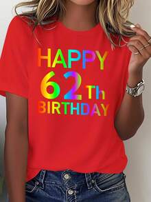 NEW Women's Pure Cotton T-Shirt Hip-Hop Style No. 62 - Unisex Short Sleeve T-Shirt With Round Neck, Urban Vintage Style And Loose Fit - 紅色 - 查看 1