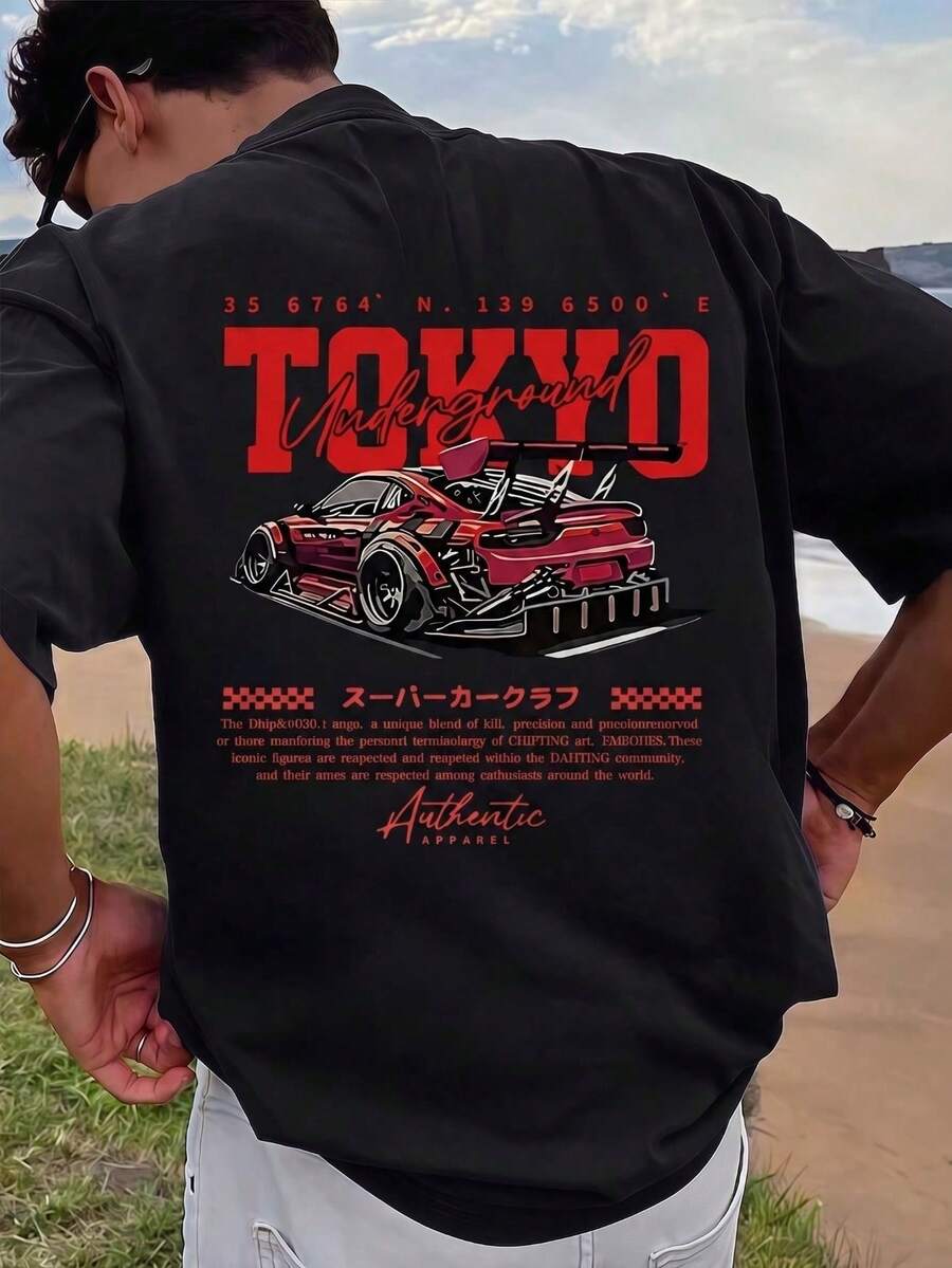 Impala Camiseta Estampada de Manga Corta Unisex, Ropa Cómoda Transpirable para Verano, Ideal para Vacaciones, Viajes, Deportes y Actividades al Aire Libre, Disponible en Modelo para Parejas - Negro - Ver 1