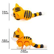 Round-Eyed Cute Striped Little Tiger 3D Printed Sculpture, Segmented Limbs And Long Movable Tail, Realistic Tiger Enthusiast Creative Collectible Gift, Children's Day/Birthday/Christmas Gift - Multicolor - View 4
