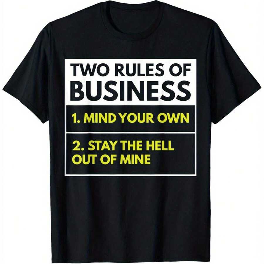Men's "Mind Your Own Business Stay Out Of My Area" Full-Body Print T-Shirt - Bold Yellow & White Statement Shirt