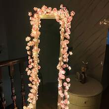 Cherry Blossom Wreath With Lights, USB Powered, With Remote Control, 72 LED Fairy Lights, Perfect For Fireplace, Wedding And Party Indoor Decoration - Pink Flower Vine Lights - View 10