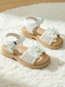 2026 Beige/Silver Sweet Princess Sandals - Mesh Bow Rabbit Decor Girls Sandals - Suitable For Daily Outings And Other Occasions! - Beige - View 5