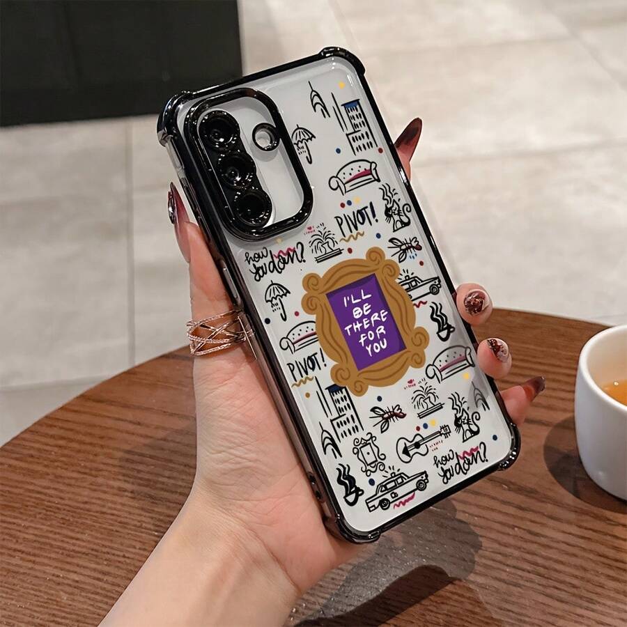 Funda para Teléfono - Funda WB Friends Compatible con Samsung Galaxy S26 S25 S24 A57 A37 A07 A26 A36 A55 A35 A06 A16 A05 A14 A24 A34 A54 A15 A05S A25 A04E A04 S23 S22 S21 FE Ultra Plus Edge 4G 5G Anti Caída Cubierta Trasera Suave Transparente - Negro - Ver 1