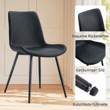 Minimalist Round Table Set (With 4 Black PU-Material Armchairs And Widened Comfort Seat Cushion), Round Table With 100 Cm Diameter In Black Wood Look, Suitable For Living Room Etc. - Brown+Black - View 5