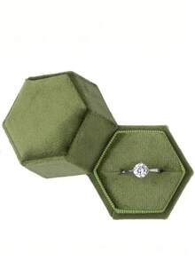 1pc Velvet Ring Box, Hexagonal 3-Slot Ring Box, Suitable For Wedding Ceremony, Can Hold Multiple Rings, White Engagement Wedding Commemorative Box, Wedding Ring Storage Box, Engagement Ring Organizer Box - Multicolor - View 22