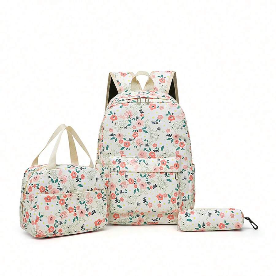 Fashionable Versatile Women's Handbag With Small Floral Print, Double Backpack Combination, School Backpack For Students - Multicolor - View 1