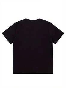 Nueva camiseta deportiva casual de algodón puro para hombre, con estampado de rugby, cuello redondo y mangas cortas, estilo sencillo. - Negro - Ver 3