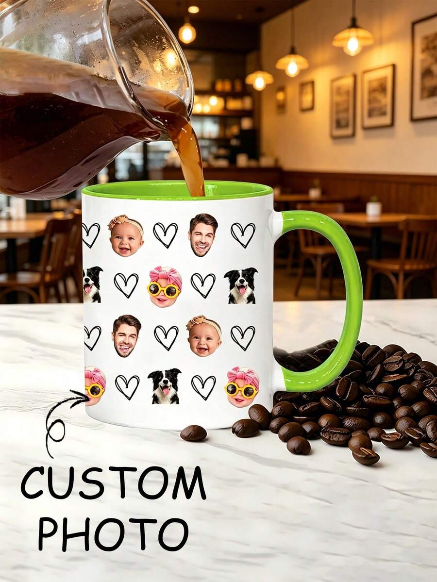 Customized Photo Coffee Mug Personalized Portrait Mug With Parents Grandparents Portrait Custom Baby Pet Portrait Mug Ceramic Mug, Father's Day Gift - Multicolor - View 1
