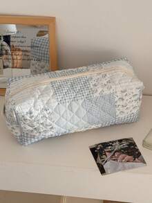 Floral Quilted Hair Dryer Bag, Fabric Hair Dryer & Curling Iron Storage Pouch For Women, Daily/Travel Makeup Brush, Cosmetic Accessories, Data Cable Organizer, Portable Multi-Function Storage Bag - Multicolor - View 8