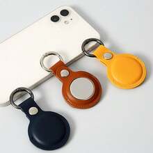 1個客製化圖案文字 Apple AirTag 相容皮革 PU 防丟追蹤器定位器鑰匙圈 寵物追蹤器皮革保護套 - 彩色 - 查看 4