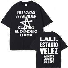 T-Shirts With Double-Sided Printing For Men And Women, Lali Esposito Estadio Velez Tour Singer Clothing, Oversized Hip-Hop T-Shirt In A Fashionable Style. - Black - View 1