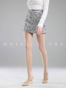 MOIRÉALLURE 1pc Solid Color Suitable For Daily Life Basic Tights - Clear - View 6