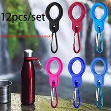 12pcs Multicolor Random Silicone Water Bottle Hooks, 6 Silicone Rings + 6 Aluminum Alloy Carabiner Clips, Non-Slip Portable Outdoor Water Bottle Hanging Clips, Hiking Camping Travel Commuting Student Backpack Water Bottle Portable Hanging Ring Accessories - Multicolor - View 11