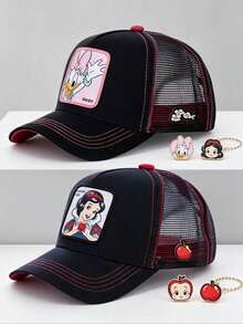 Disney, 1pc Cartoon Embroidered Women's Mesh Baseball Cap, Adjustable Outdoor Casual Sun Hat, Decorated With Cute Snow White And Daisy Cartoon Pattern Design, Suitable For Women And Girls To Wear, Ideal For Outdoor Sports, Daily Wear, Travel, Gatherings And Holiday Occasions. Also A Perfect Gift For Friends And Family! (Disney Baseball Cap, Women's Hat, Summer Sun Hat) - Multicolor - View 1