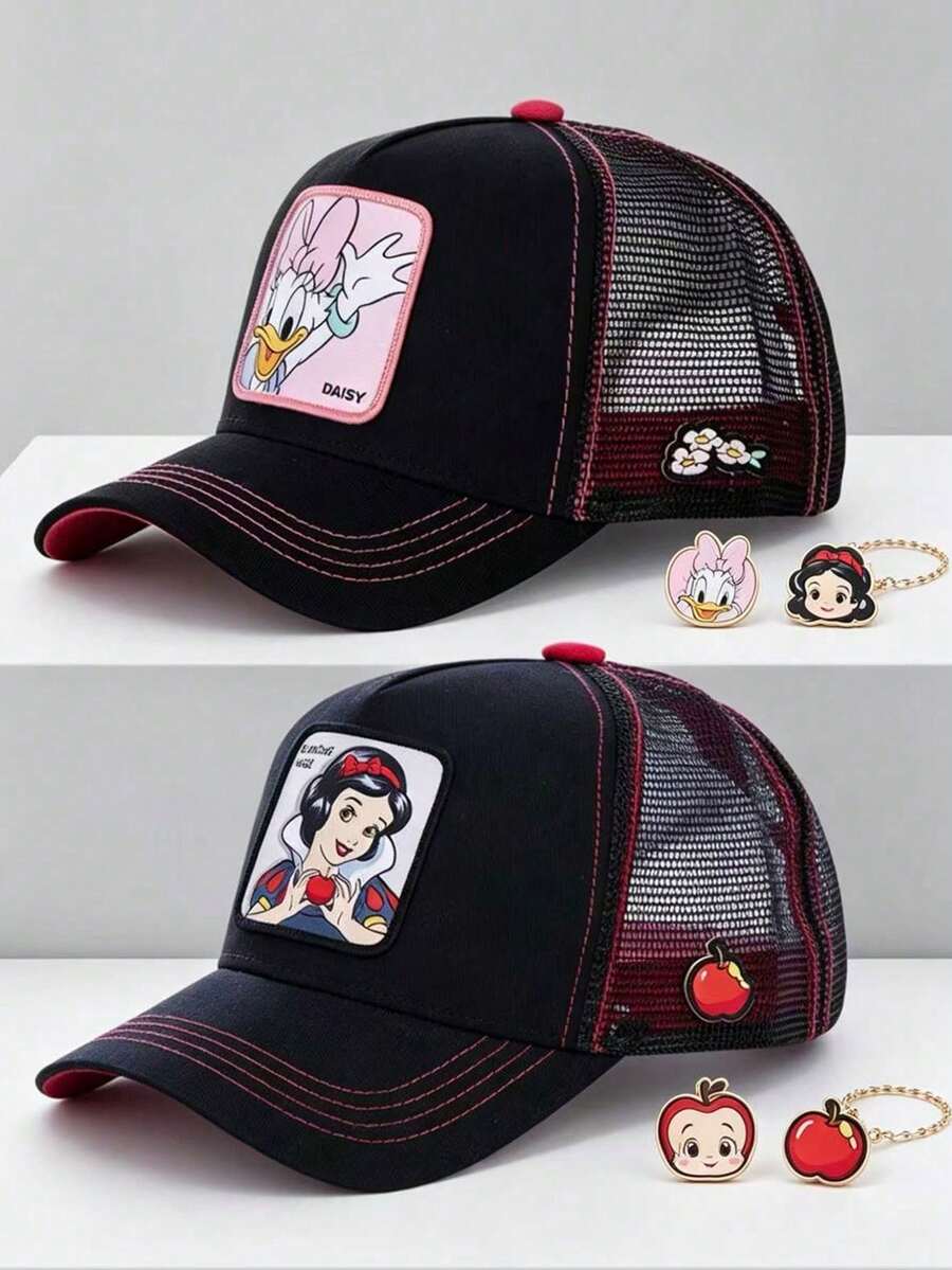 Disney, 1pc Cartoon Embroidered Women's Mesh Baseball Cap, Adjustable Outdoor Casual Sun Hat, Decorated With Cute Snow White And Daisy Cartoon Pattern Design, Suitable For Women And Girls To Wear, Ideal For Outdoor Sports, Daily Wear, Travel, Gatherings And Holiday Occasions. Also A Perfect Gift For Friends And Family! (Disney Baseball Cap, Women's Hat, Summer Sun Hat) - Multicolor - View 1