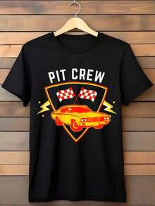 Pit Crew Racing T-Shirt, 100% Cotton, Classic Racing Car Design For Men And Women, Racing Team Apparel, Gift For Motorsport Fans, Men's Clothing - Black - View 1
