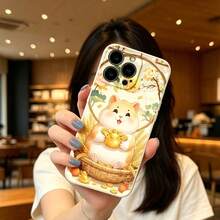 手机壳:适配 iPhone17 16 15 14 13 12 11 proPro Max系列 福気なハムスターと金貨のデザイン 男女高级感 - ホワイト - チェックする 1