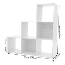 WANLECY Leiter Würfel Aufbewahrung Bücherregal - Holz L-förmige 3-Ebene Eckregel, umkehrbare 6-Würfel Organizer für Home & Office, weiß - Weiss - Übersicht 2