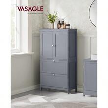 Bathroom Cabinet, Bathroom Cupboard, Kitchen Cabinet, With 4 Doors, Adjustable Shelves, 30 X 60 X 110 Cm, White MBBC552P31 - 駝色 - 查看 2