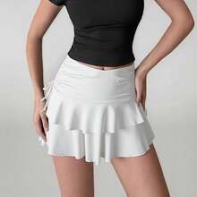 Falda de Pastel Elegante para Mujer, Estilo Europeo y Americano, Versátil, con Diseño de Cordón Ajustable, Sensación de Alta Gama - Blanco - Ver 1