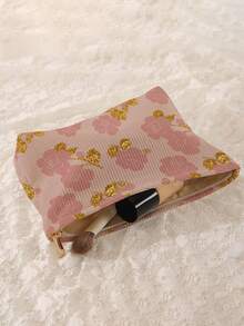 1pc Portable Cosmetic Storage Bag With Floral Pattern Double-Sided Print Travel Zipper Makeup Bag Multi-Functional Toiletries Organizer - Multicolor - View 4