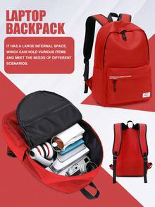 Large Capacity 15.6 Inch Laptop Backpack, Unisex For Girls And Boys, Multi-Compartment Fashionable Multifunctional Backpack, With Anti-Theft Back Pocket, Travel Commute Student School Bag, Adjustable Shoulder Straps Durable Buckle, Lightweight Daily Work Commute Backpack - Multicolor - View 10