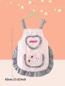 Delantal mini personalizado y lindo, nombre personalizable, con bolsillos y patrón de conejo de dibujos animados, regalo único de hito para pequeños chefs y pequeños artistas, recuerdo hecho a mano, adecuado como regalo de cumpleaños para niñas pequeñas, estilo estético - Multicolor - Ver 9