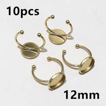10pcs Stainless Steel Gold Color Adjustable Ring Settings Fit 6-25mm Glass Cabochon Blank Base Tray DIY Jewelry Making Accessories - Ring Blank Base - View 28