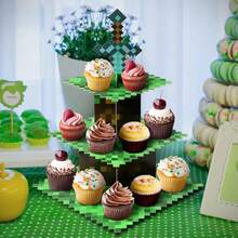 WPETLE Pixel Miner Theme Cake Stand Decor, Birthday Party Decoration, Pixel Miner Party Supplies, Perfect Birthday Party Decoration - Cake Stand - View 2