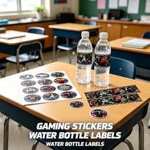 41pcs Set 35pcs 5cm Round Stickers + 6pcs Water Bottle Labels, Exquisite Roblox Game Character Printed Decorative Sticker Set, Cartoon Block Character Pattern Round Waterproof Water Bottle Stickers, Suitable For Children's Birthday Party Game Theme Party Favors Decoration - Forsaken Chance Water Bottle Label Stickers - View 5