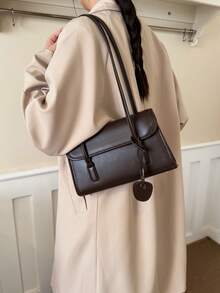 Niche Design 2026 Tas Bahu/Tas Selempang Viral Musim Semi Baru untuk Wanita, Tas Tangan INS Serbaguna, Bahan PU - Kopi - View 3