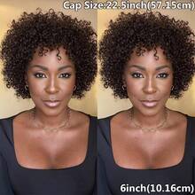 Short Afro Kinky Curly Human Hair Blonde Color 6inch 200% Density Wig Brazilian Remy Human Hair Wigs For Women Machine Made Suitable For All Kinds Of People 1B And 27# Color - Multicolor - View 5