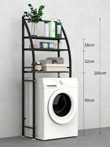 1 Pieza Estante para Lavadora, Estructura Curva Estable, Fuerte Capacidad de Carga, Fácil de Limpiar, Almacenamiento Separado para Suministros de Lavandería, Toallas y Otros Artículos, Disponible en Dos Colores Negro y Blanco - Multicolor - Ver 3