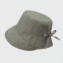Topi Bucket Tipis untuk Wanita, Topi Bucket Kasual Musim Panas dengan Tepi Gulung Motif Kotak-kotak untuk Belanja Musim Panas, Topi Tanpa Bingkai Warna Polos - Topi Nelayan Wanita - View 11