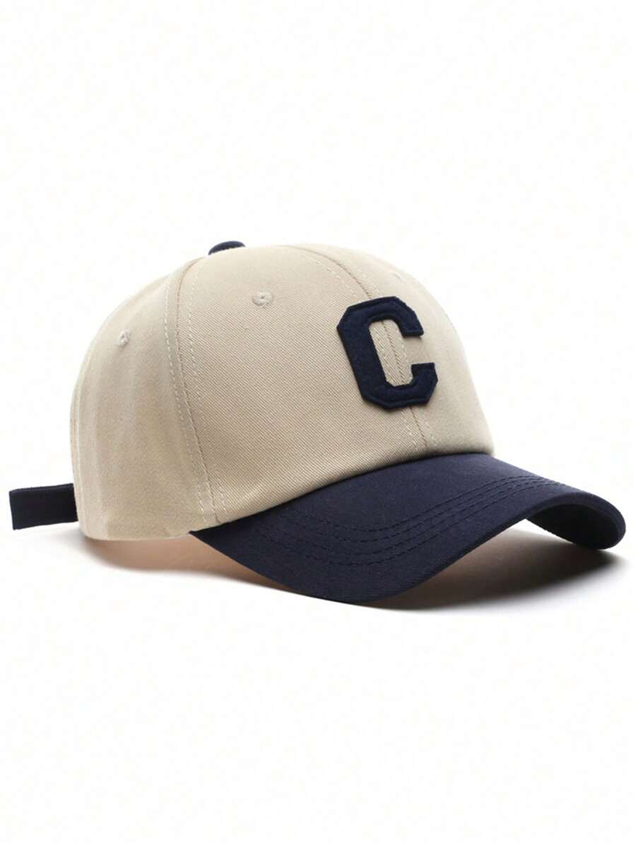 1 Piece Retro Style Baseball Cap With C In Brown Color Fashion - Navy Blue - View 1