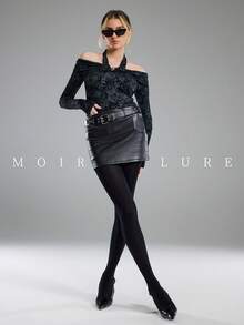 MOIRÉALLURE 1 Pair Women Tummy Control Shaping Tights High Waist Butt Lifting Pantyhose Work Daily Wear - Black - View 3
